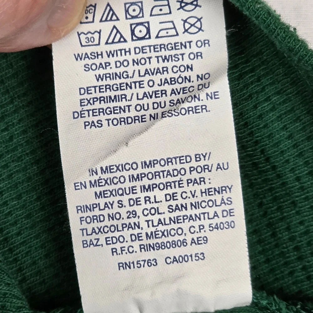 Polo Ralph Lauren Waffle Knit Thermal Shirt Mens XL Green Cotton Blend Pony Logo